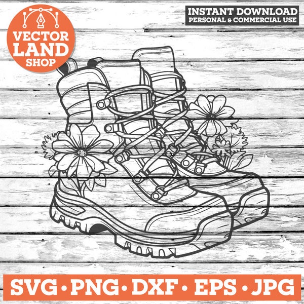 Hiking Svg, Mountain Svg, Walking Svg, Outdoors Svg, Forest Svg, Hiking Png, Adventure Svg, Hiker svg, Mountain Boots Svg, Boots Flowers.