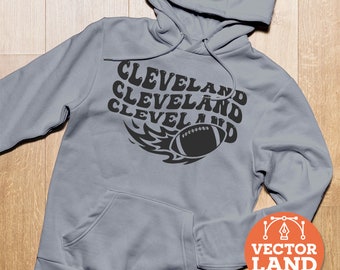 Cleveland Football Svg, Cleveland Svg, Football Team Logo, American Football Svg, Cleveland Png, Ohio Svg, Stacked wavy svg, Vector Cut.