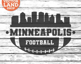 Minneapolis Football Svg, Minneapolis Svg, Football Team Logo, American Football Svg, Minneapolis Skyline City, MN Vector Cut Clipart.