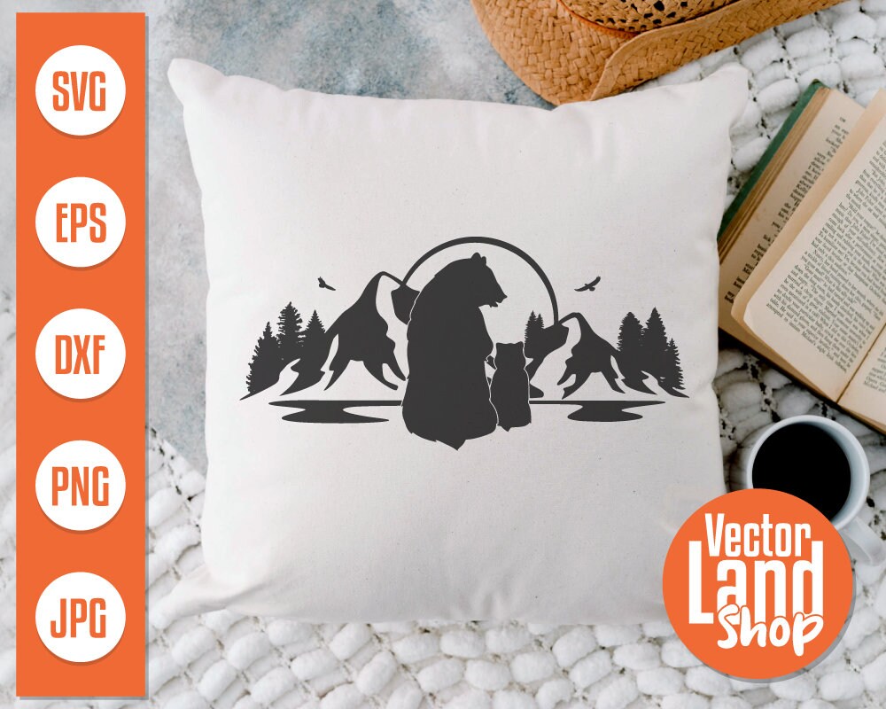 Mama Bear SVG Bear Scene Svg Mountain Clip Art Mommy Svg - Etsy