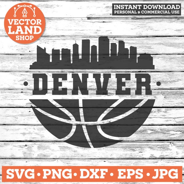 Denver Basketball Svg, Denver Svg, Basketball Team Logo, Denver Svg, Denver Skyline, Denver City, Colorado Svg, Denver Vector Clipart.