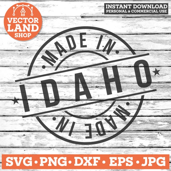 Fabriqué dans l’Idaho SVG, Idaho SVG, États-Unis SVG, Idaho State SVG, Idaho Love Stamp svg, Idaho Seal Silhouette, Idaho Postmark Vector Design.