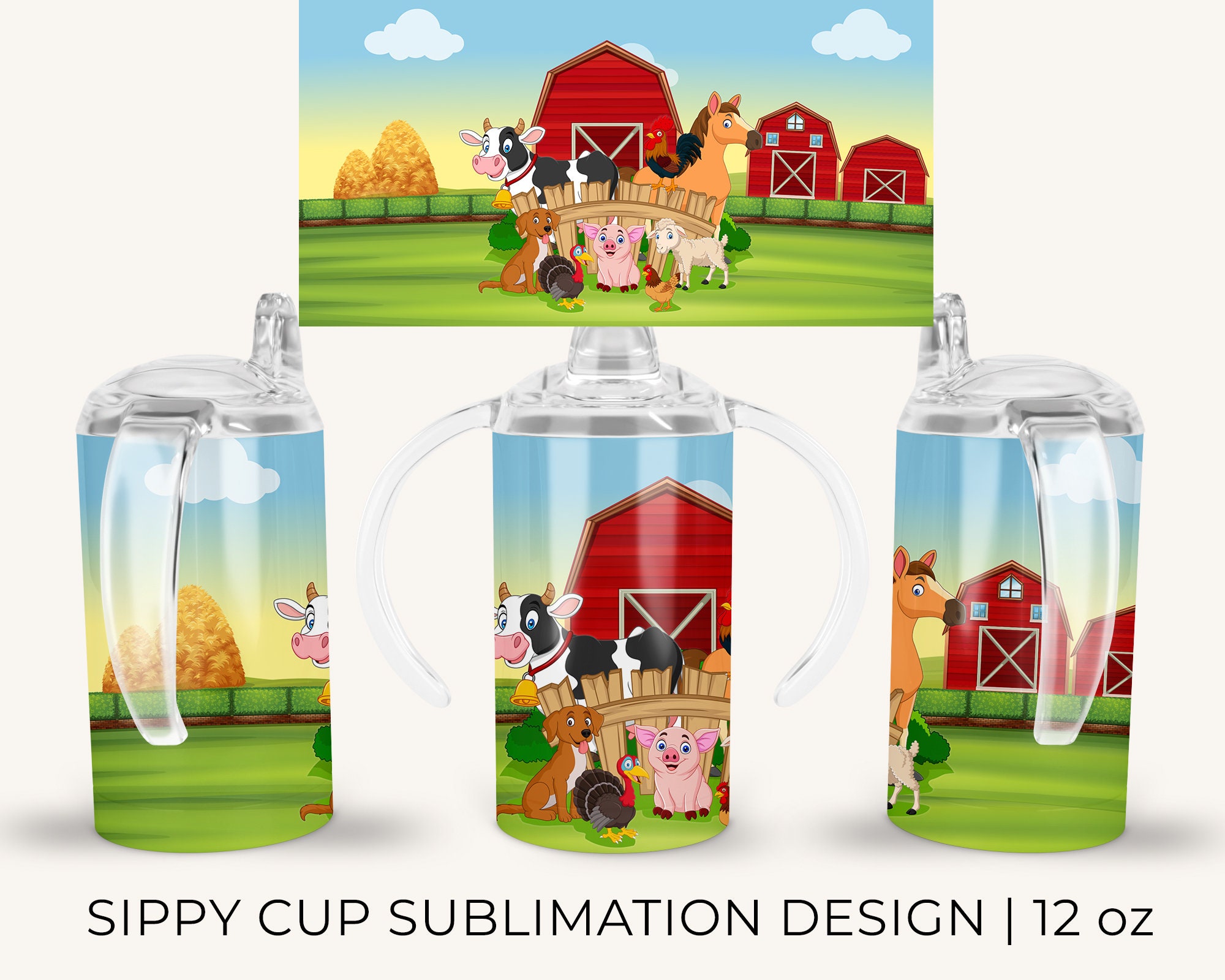 Barnyard Birthday Gift Kids Flip Top Sippy Cup Spill Proof 