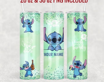 20 Oz & 30 Oz Stitch Custom Name Tumbler Sublimation Design | Wrap | Digital Download | PNG download | Stitch Personalised tumbler