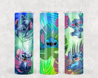 20 Oz & 30 Oz Stitch hojas Diseño de sublimación de vaso / Envoltura / Descarga digital / Descarga PNG