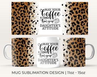 Leopard Pattern Print 11OZ 15OZ Coffee Mug Sublimation Design PNG File • Coffee Mug Sublimation Print Cup Wrap • Animal Pattern