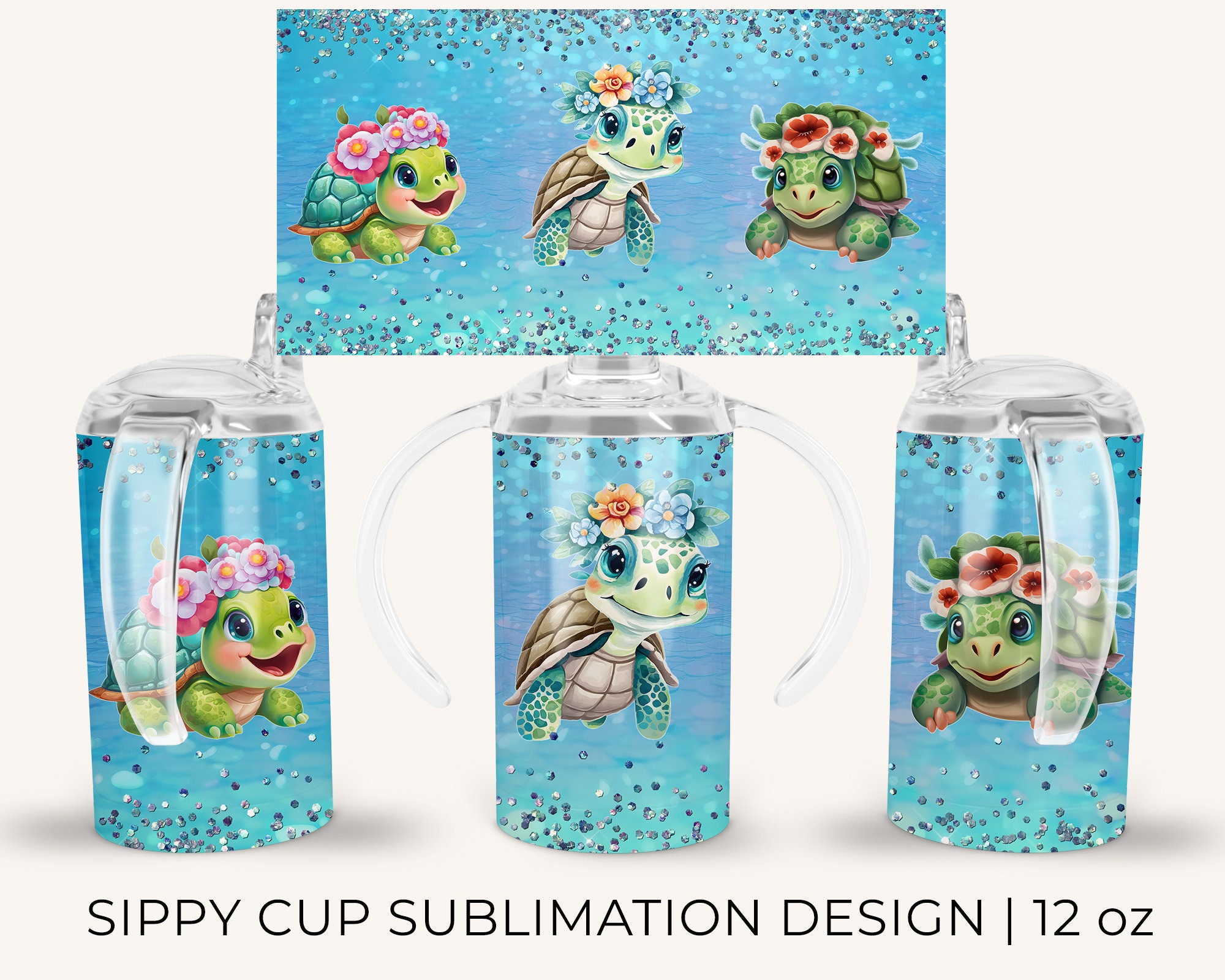 12oz Kid's Sea Turtles Skinny Straight Tumbler Sublimation Designs ...