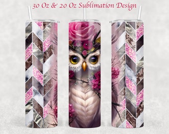 20 Oz & 30 Oz Tangram Love Owl Tumbler Sublimation Design | Wrap | Digital Download | PNG download