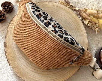 Leopard print fanny pack with pocket, gift idea for women