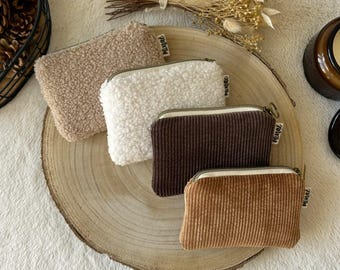 Wallet in teddy fabric or corduroy, several colors to choose from