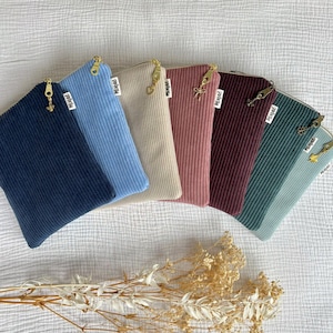 Housse pour liseuse en velours côtelé, étui zippé pour Kindle - Kobo - IPad, cadeau personnalisé femme