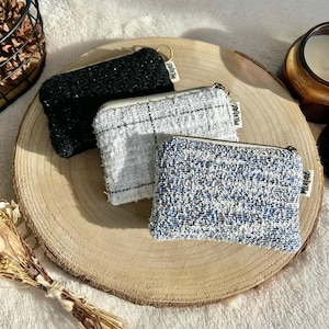 Monedero pequeño de tweed, varios colores.