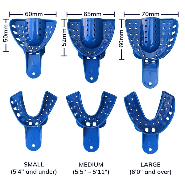 Abdrucktablett | Professionelle, hochwertige Kunststoffschalen | Obere Untere DIY Teeth Mold Kit | Kleines mittelgroßes Mund-Set