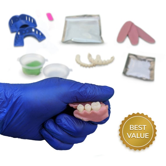 2 Pieces Kit Teeth Fake Dentures With 1 Teeth Pellets Adhesive