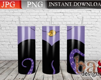 Ursula Body Tumbler Wrap, Sea Witch, Little Mermaid, Villian, Sublimation, Print File, Digital, Download, JPG, PNG, Straight 20oz