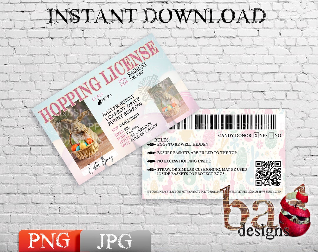 Easter Bunny License, Hopping License, Lost License, Digital File