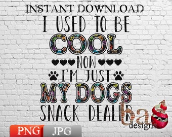 I Used To Be Cool, Now I'm Just My Dogs Snack Dealer, Pets, Adult Humor, Sublimation Design, Shirts, Cups, PNG, JPG, Digital File, Rainbow