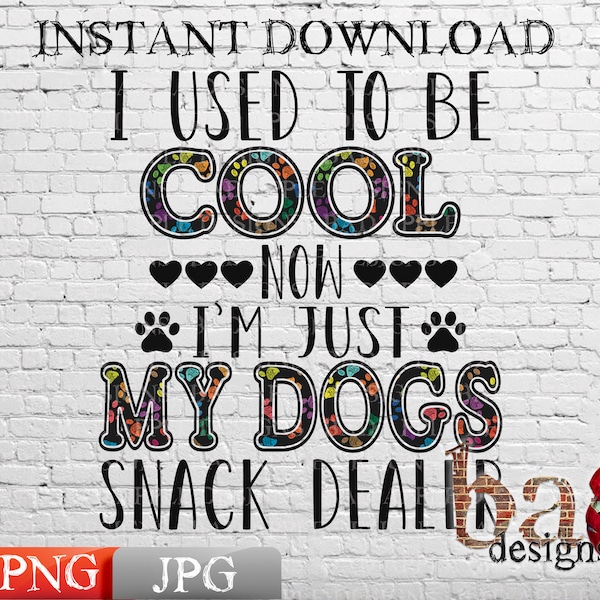 I Used To Be Cool, Now I'm Just My Dogs Snack Dealer, Pets, Adult Humor, Sublimation Design, Shirts, Cups, PNG, JPG, Digital File, Rainbow