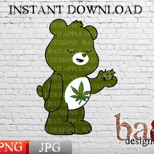 Stoner Bear, Cannabis, Bud, Marijuana, Pot Leaf, Sublimation, Print File, Digital, Download, JPG, PNG