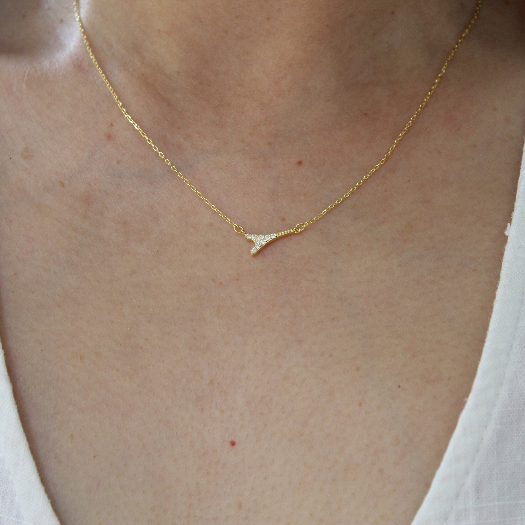 Dainty Eiffel Tower Gold Necklace Handmade Jewelry Paris Etsy