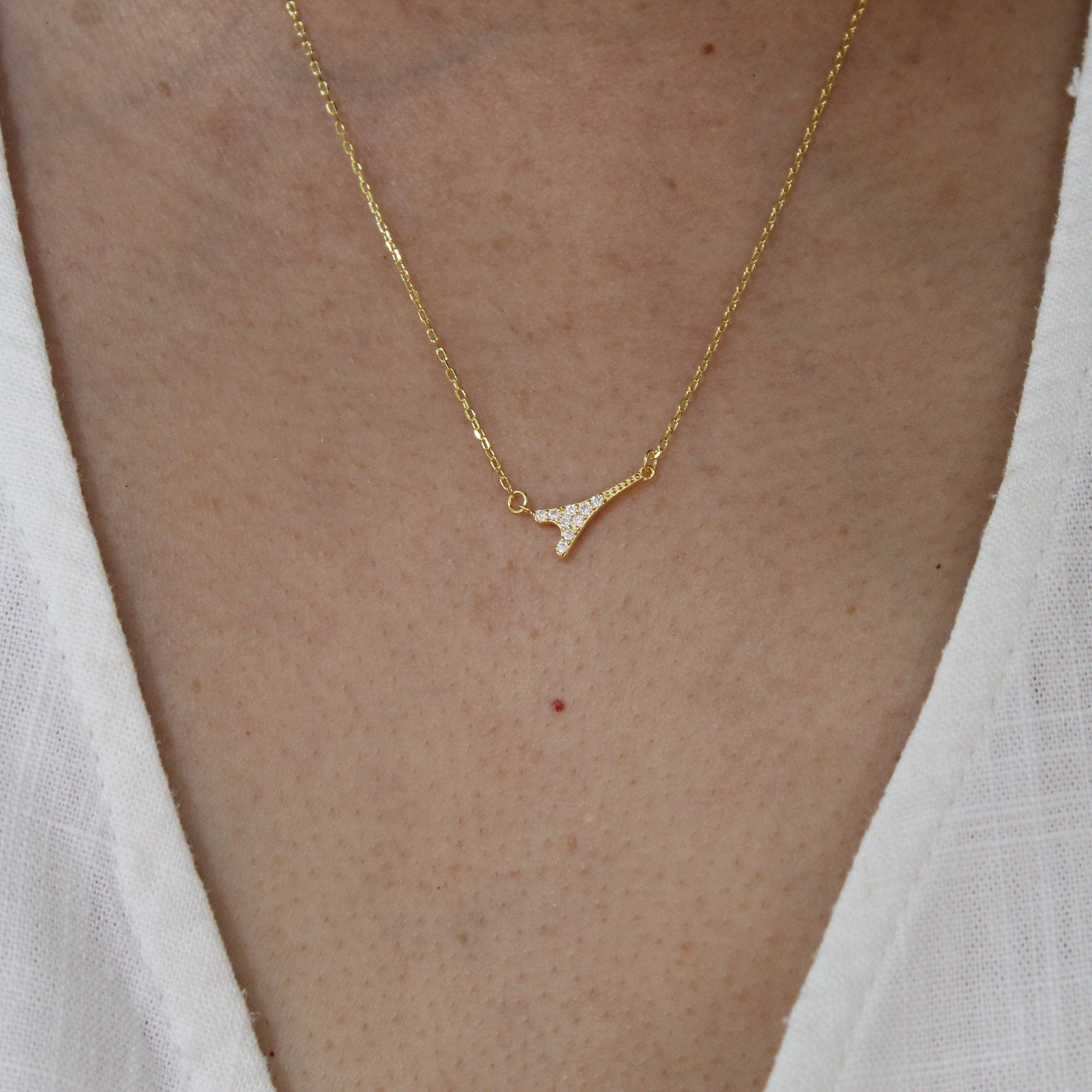 Dainty Eiffel Tower Gold Necklace Handmade Jewelry Paris Etsy