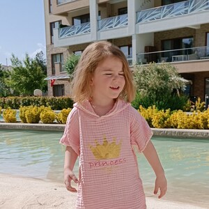 Toddler Poncho Princess Printed Muslin Hooded 4 Layers Breathable Soft Premium Turkish Cotton Gauze for Your Baby - Tailor Made