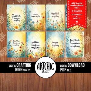 Tarjetas ATC Motivacionales Vol. 1 / Afirmación / Citas imprimibles de motivación y pensamiento positivo / Descarga instantánea / PDF / ACZ_02001