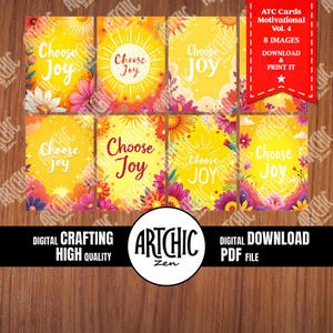 Cartes ATC, vol. 4 | Choisissez Joie | Citations imprimables de motivation et de pensée positive | Téléchargement instantané | 2,5 x 3,5 po. | PDF