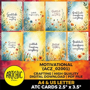 ATC Karten Motivational Vol. Nr.1 | Affirmation | Druckbare motivierende und positive Denken Zitate | Sofort-Download |PDF |  ACZ_02001