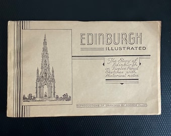 Edinburgh Illustrated. The story of Edinburgh in Twelve Pencil Sketches with Historical Notes, 1930s EXCELLENT CONDITION
