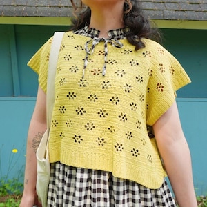 Crochet Slipover Vest Summer Top PDF Pattern - Adult Crochet Short Sleeve Top Pattern - Instant Download