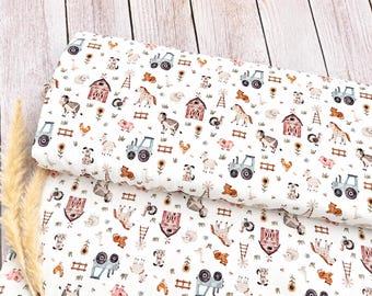 Cotton jersey digital - farm fabric by the meter, Oeko-Tex certified