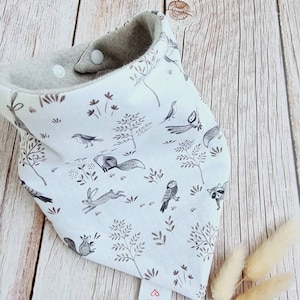 Neckerchief fleece forest animals baby scarf triangular scarf handmade owl rabbit fox boys girls 68 74 80 86 92 98