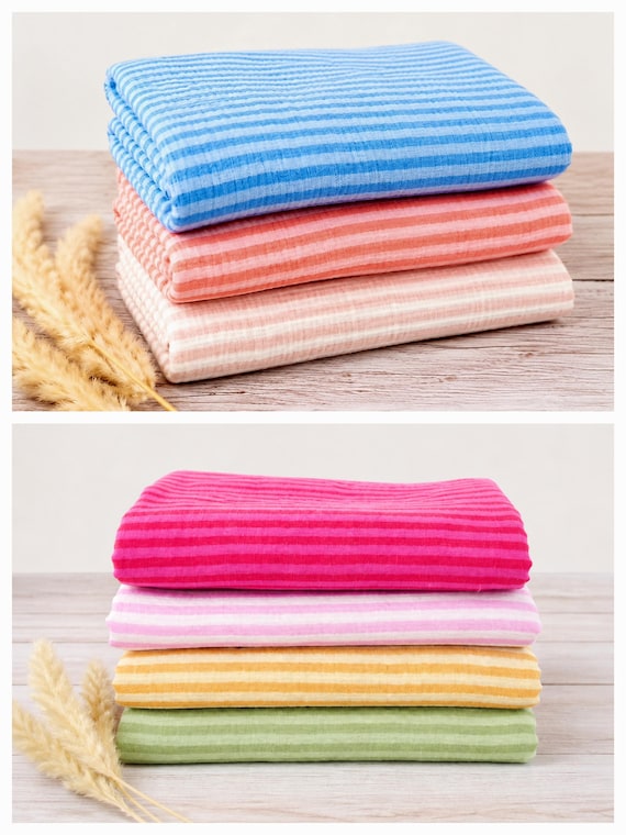 Musselin gestreift - Double Face - Double Gauze Meterware - Musselin Streifen beidseitig verwendbar