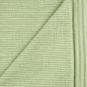 May include: A light sage green textile featuring a textured, ribbed surface with horizontal lines running across the fabric. The material is folded over, revealing a corner section where the ribbed pattern continues consistently across the surface.