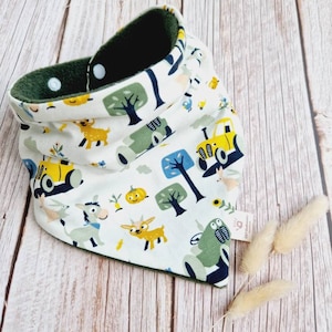 Neck scarf fleece farm tractor donkey baby scarf triangular scarf handmade boys 68 74 80 86 92 98