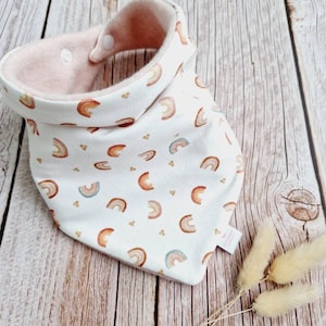 Halstuch Fleece Baby Schal Dreieckstuch  Regenbogen nuderosa Mädchen 62 68 74 80 86 92 98 104 110 handmade