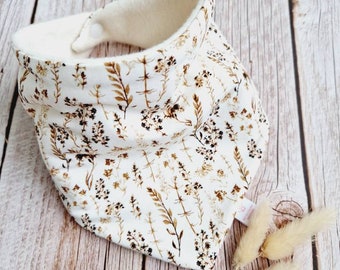 Halstuch Fleece Baby Schal Dreieckstuch handmade Creme braun floral Mädchen 68 74 80 86 92 98