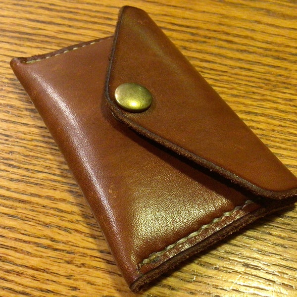 Handmade leather card wallet, slim button card wallet, minimalistic card wallet, small button wallet, button coin wallet