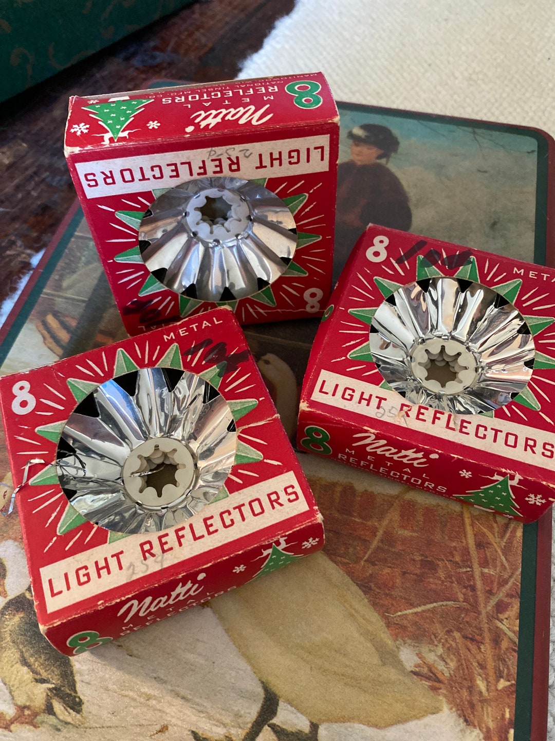 3 Boxes Vintage Christmas Tree Light Reflectors Etsy
