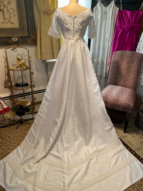 1960s Dupioni and Lace Bridal Dress