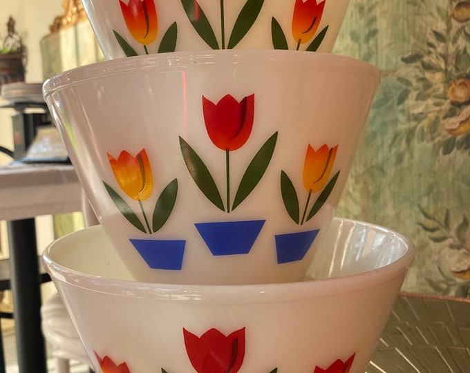 1950s Stacked Mixing Bowls/ Tulip Bowl Set Etsy