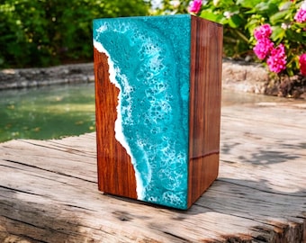 Personalized Wooden Ocean Urn, Handcrafted Keepsake for Human & Pet Ashes, Heartfelt Memorial Gift, Cremation urn, Memorial Urn, Burial Urn.