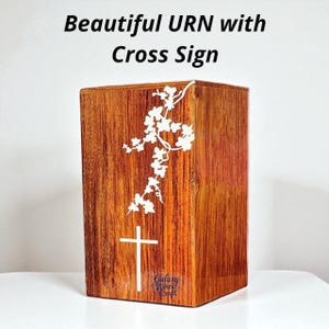 Personalisierte Palisander Urne: Kreuz & Floral Epoxy Inlay