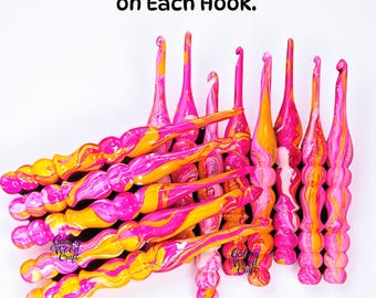 Handcrafted Wooden Pink and Yellow Crochet Hook Set: Ergonomic Design
