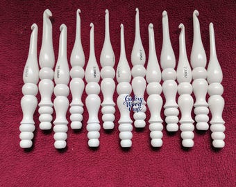 Juego de agujas de crochet de madera de haya blanca vaporizada - Accesorios ergonómicos para tejer