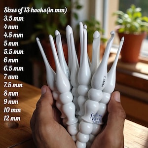 White Crochet Hook Set of 13 – Elegant, Lightweight hooks, Ergonomic crochet Hooks for Smooth Crocheting – knitting accessories, yarn hooks.