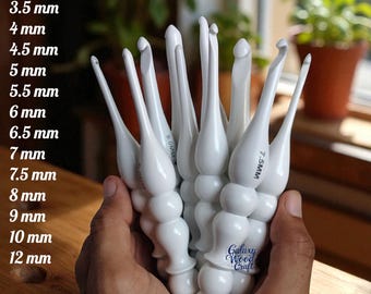 Juego de agujas de crochet de madera de haya blanca vaporizada - Accesorios ergonómicos para tejer