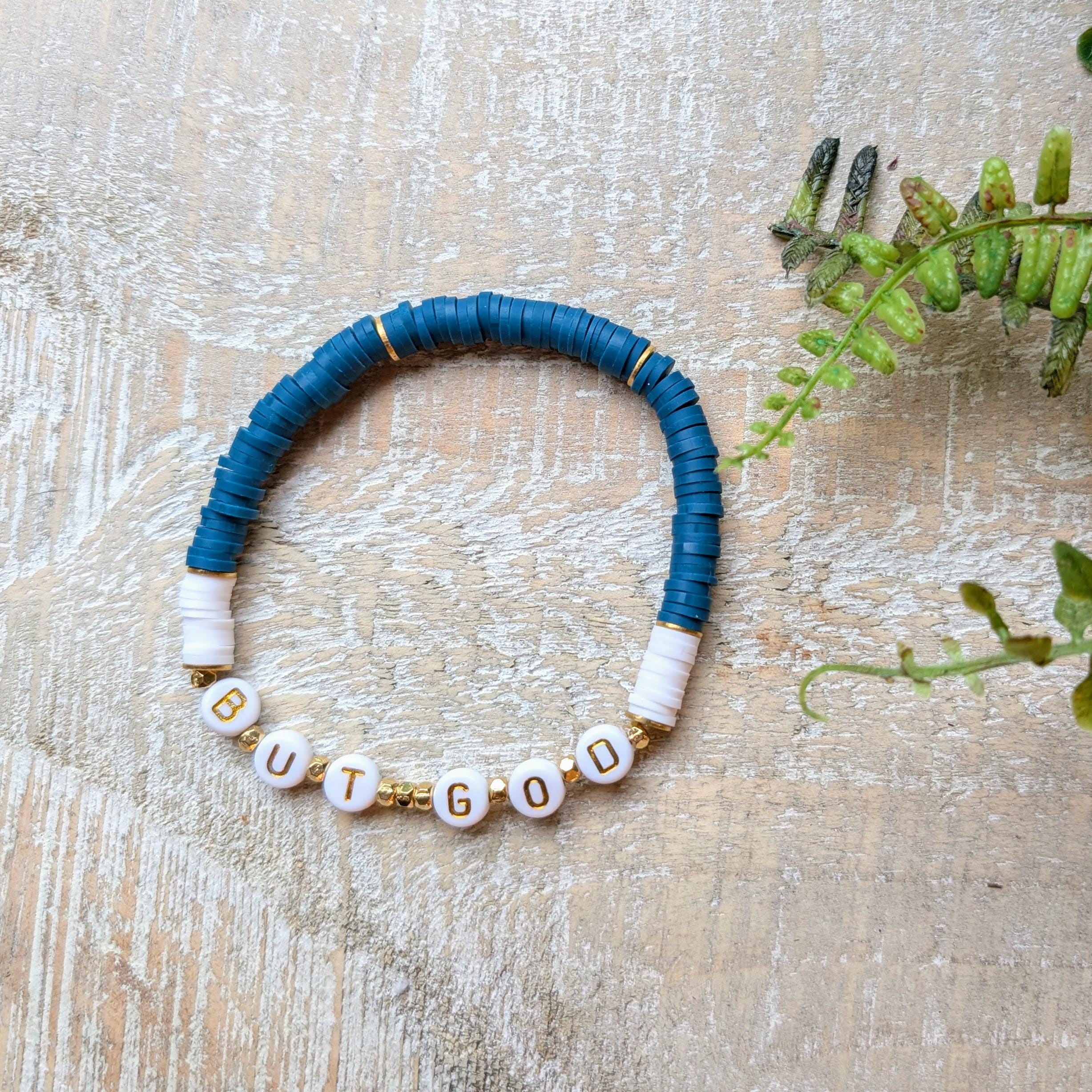 Teal Clay Beaded Bracelet: 14K Gold Spacers, Religious Jewelry - Etsy