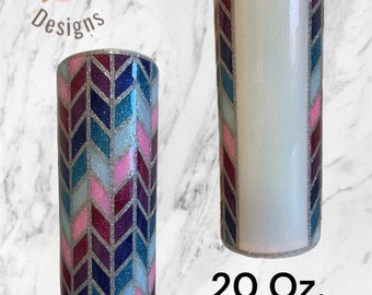 Ready To Ship 20 Oz. Skinny Tumbler - Blue/Pink/Purple Tangram